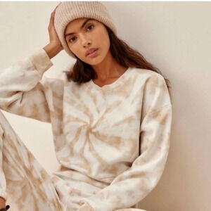 Reformation Cream and Tan Tie-Dye Sweater